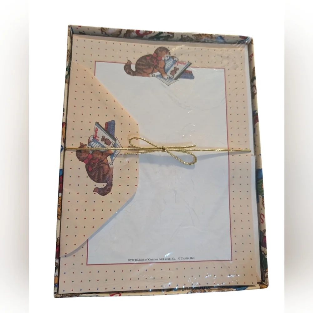 Vintage Cynthia Hart Cat Stationery‎ Set with Envelopes NIP Rare
